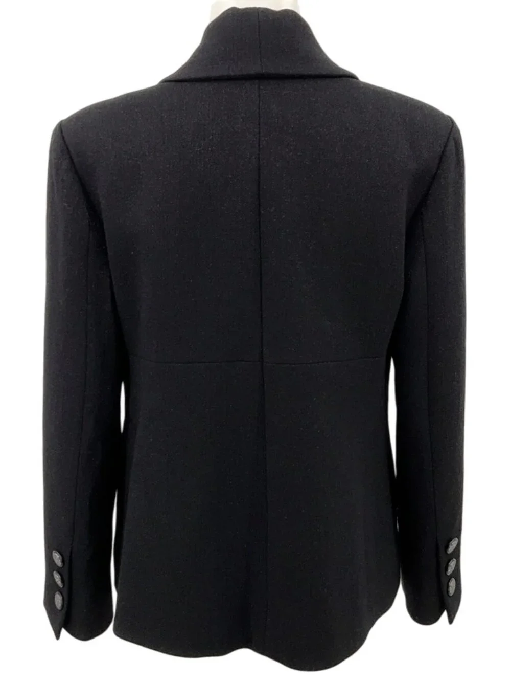 Chanel Black Wool Cropped Open Front Jacket